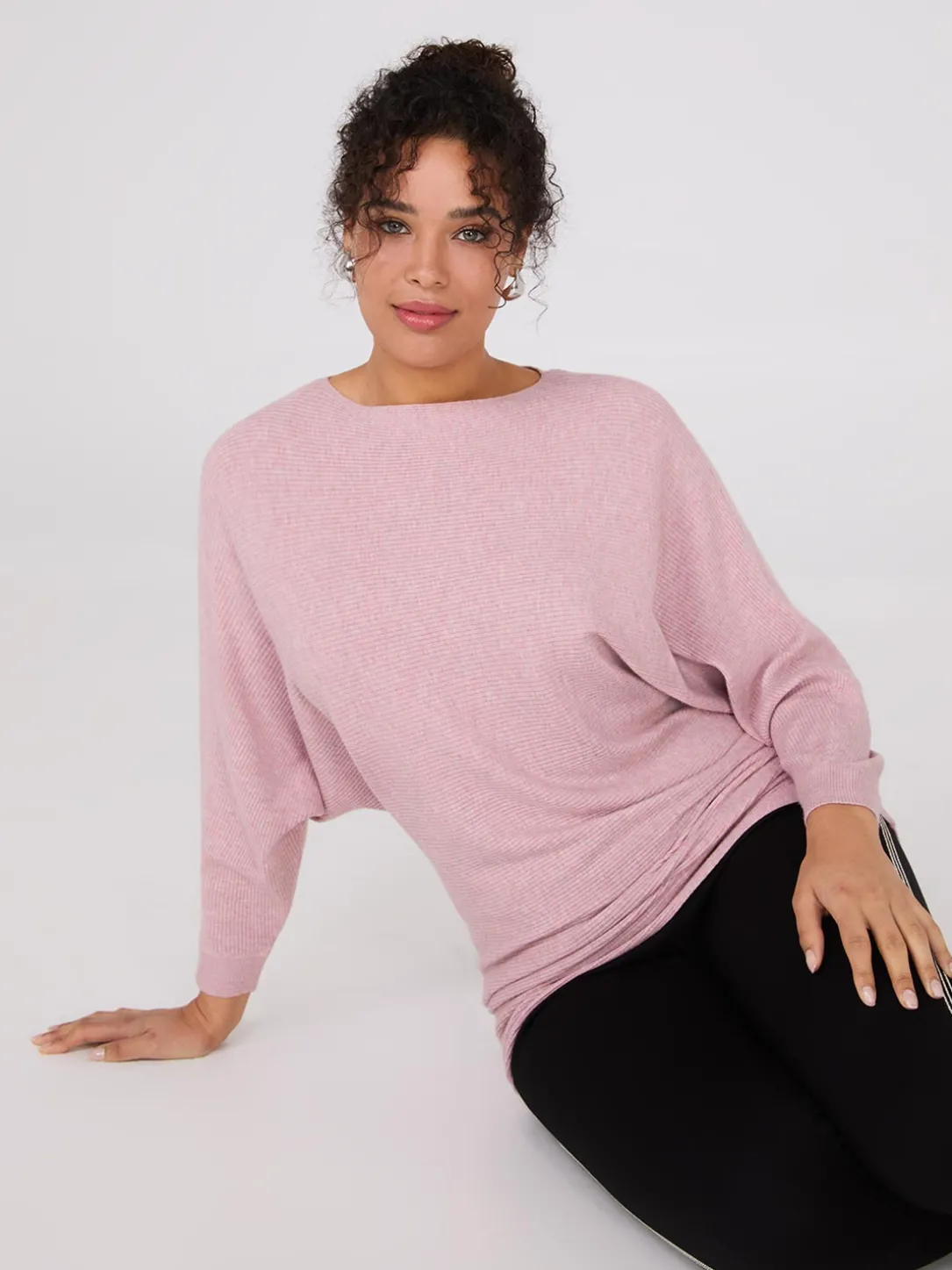 3/4 Dolman Sleeve Ottoman Stitch Sweater