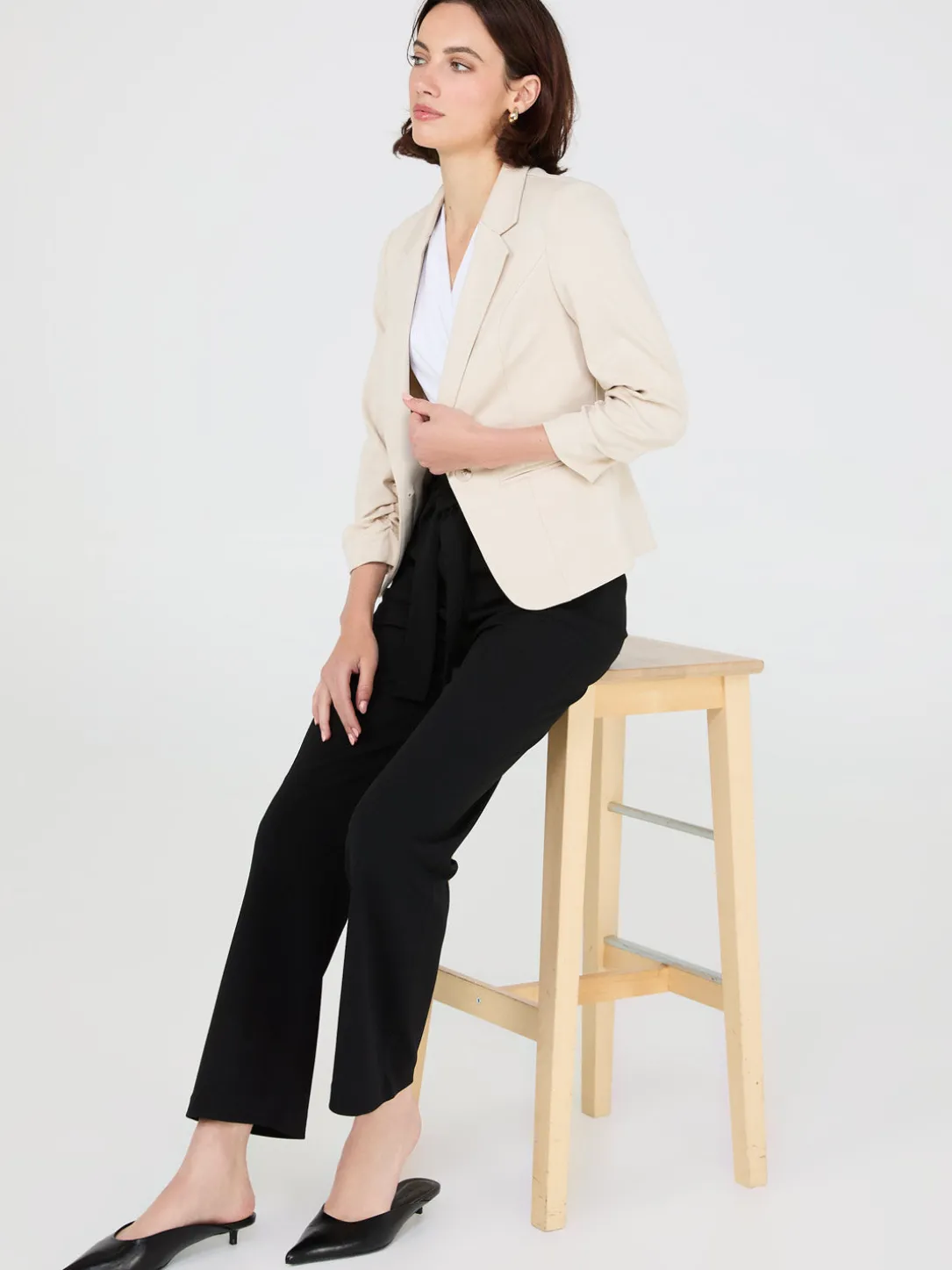 3/4 Ruched Sleeve Blazer
