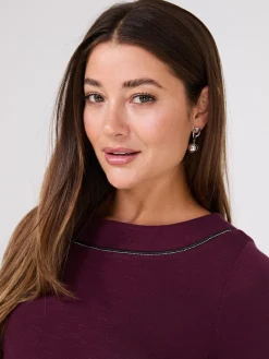 3/4 Sleeve Boat Neck Top