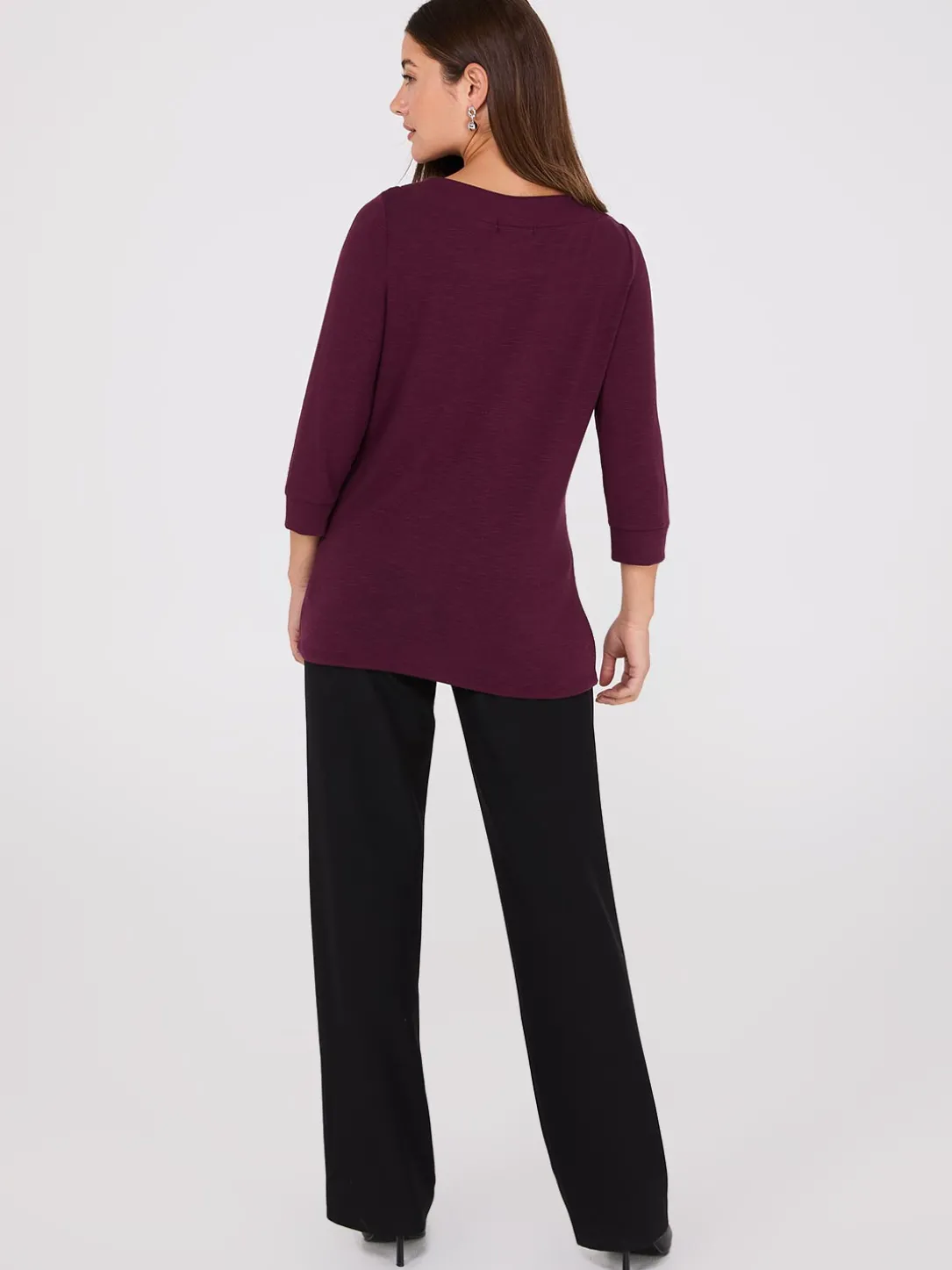 3/4 Sleeve Boat Neck Top