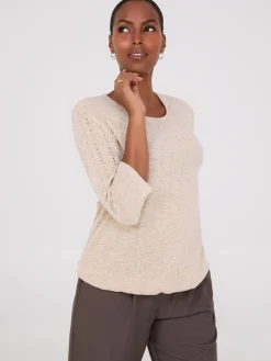 3/4 Sleeve Drawstring Hem Top