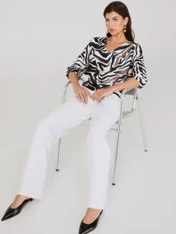 Animal Print Satin Dolman Sleeve Top