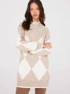 Argyle Mock Neck Sweater