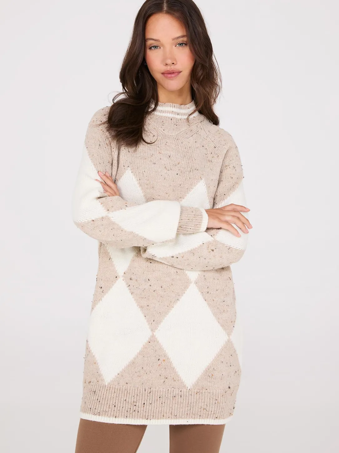 Argyle Mock Neck Sweater