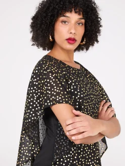 Asymmetrical Foil Print Chiffon Blouse