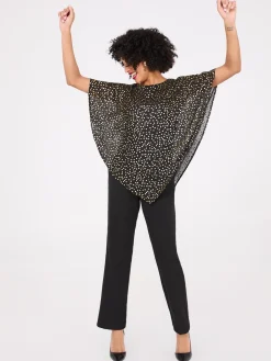 Asymmetrical Foil Print Chiffon Blouse