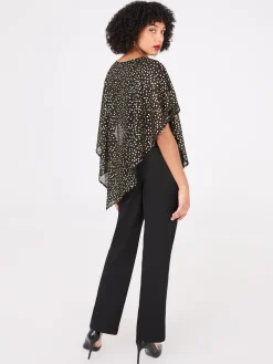 Asymmetrical Foil Print Chiffon Blouse
