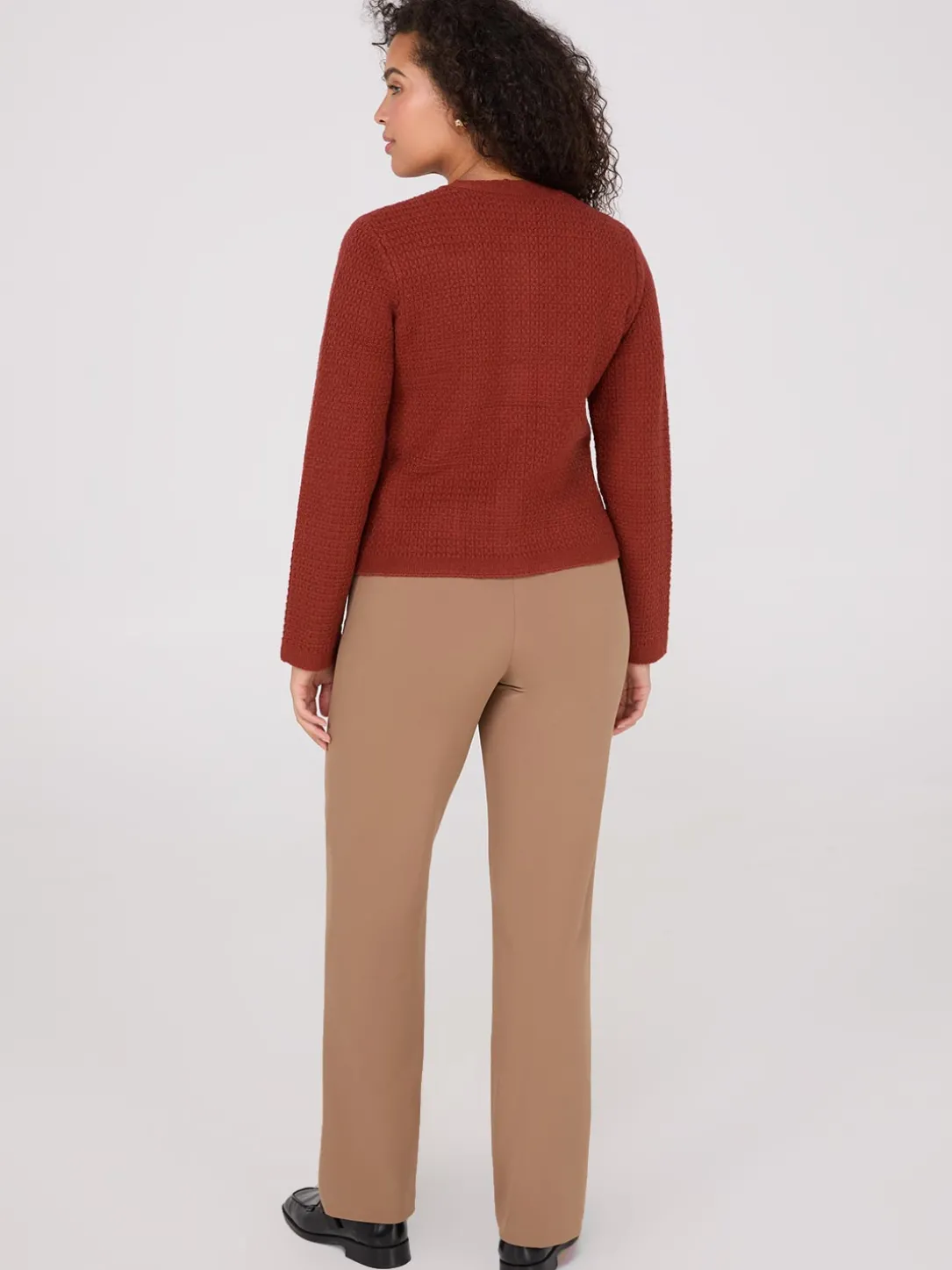 Basketweave Button-Front Cardigan