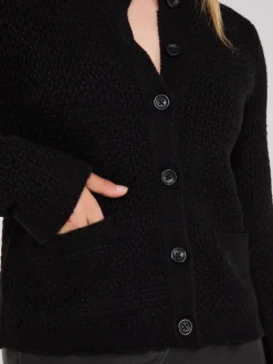 Basketweave Button-Front Cardigan