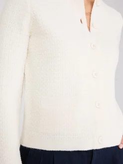 Basketweave Button-Front Cardigan