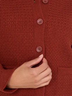 Basketweave Button-Front Cardigan