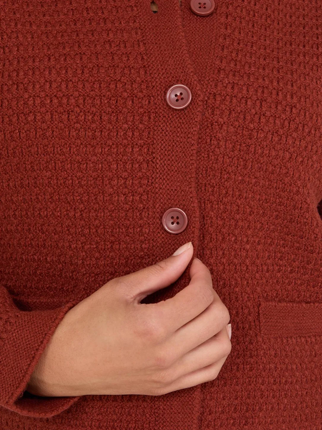 Basketweave Button-Front Cardigan