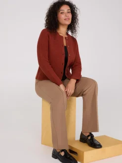 Basketweave Button-Front Cardigan