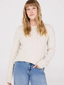 Basketweave Crew Neck Sweater