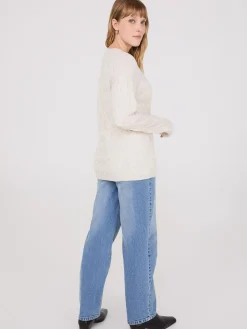 Basketweave Crew Neck Sweater