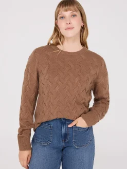 Basketweave Crew Neck Sweater