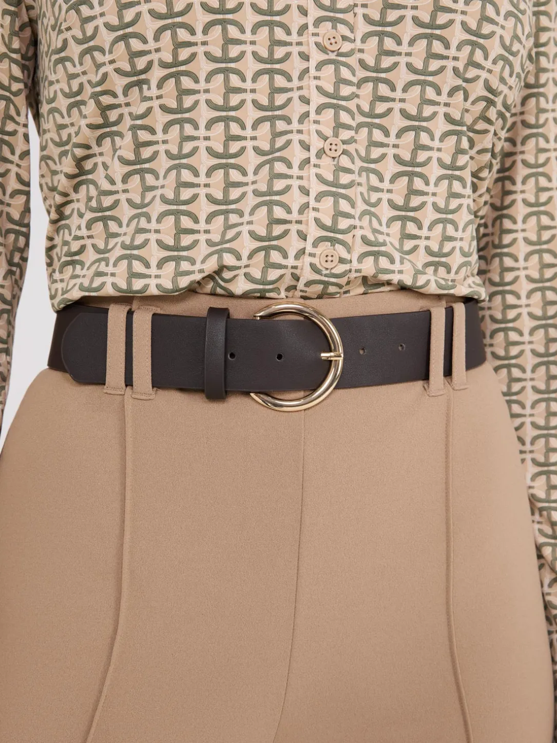Belted Front Pintuck Pants