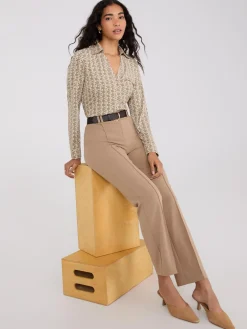 Belted Front Pintuck Pants