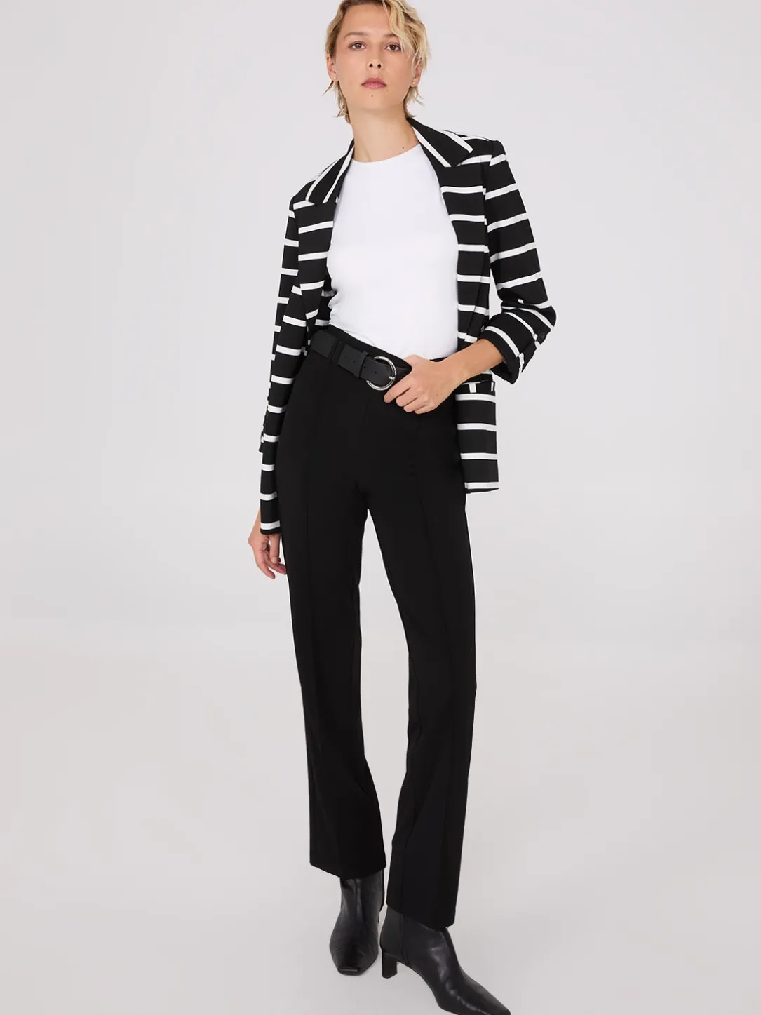 Belted Front Pintuck Pants