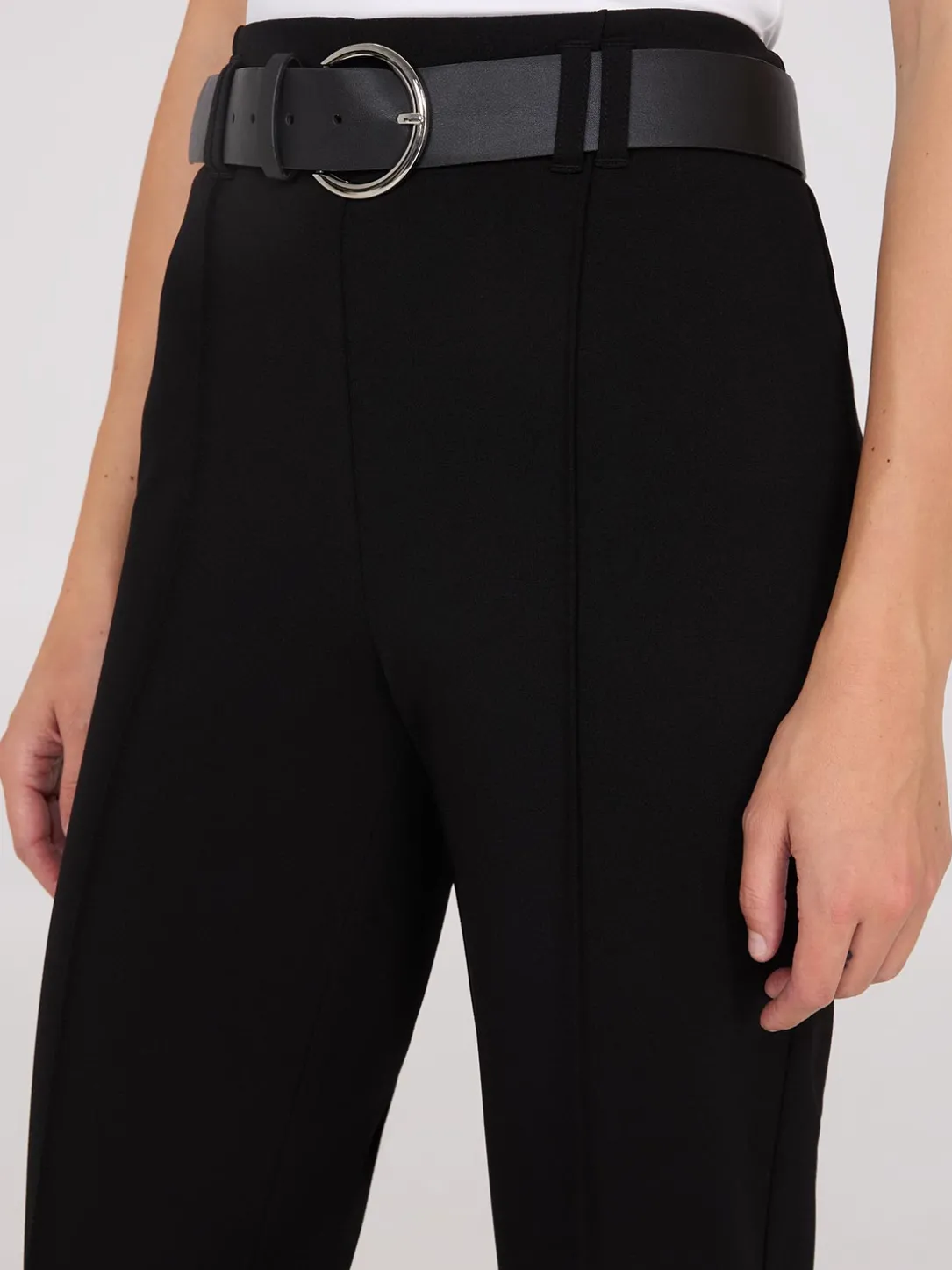 Belted Front Pintuck Pants