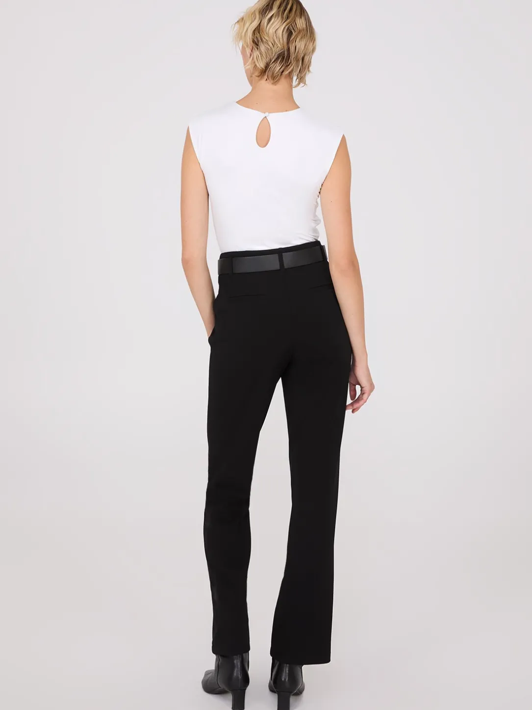 Belted Front Pintuck Pants