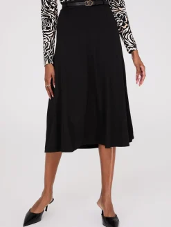 Belted Panel Midi Skirt