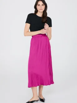 Broomstick Pleated Satin Skirt