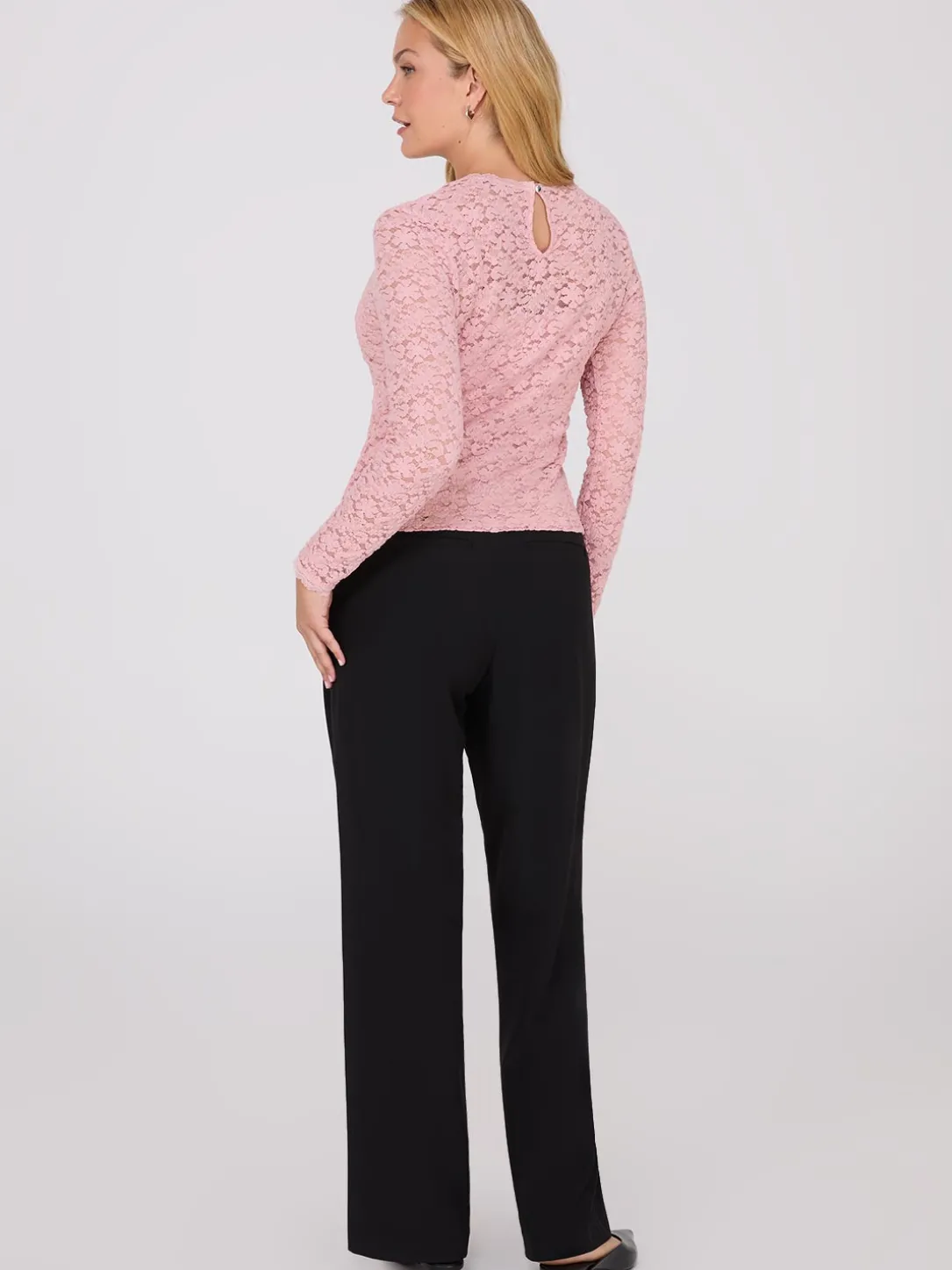 Bubble Lace Long Sleeve Top With Cami