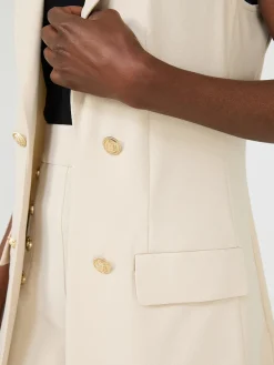 4-Button Sleeveless Open Blazer
