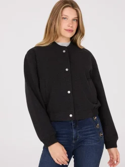 Button-Front Bomber Jacket