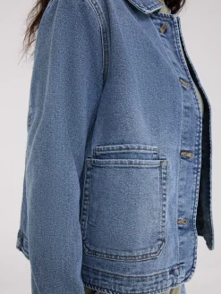 Button-Front Denim Jacket