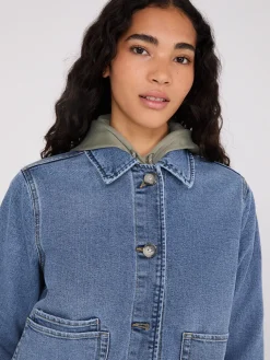 Button-Front Denim Jacket