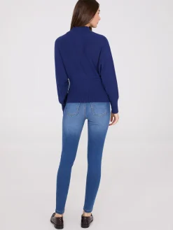 Cable Knit Mock Neck Dolman Sleeve Sweater