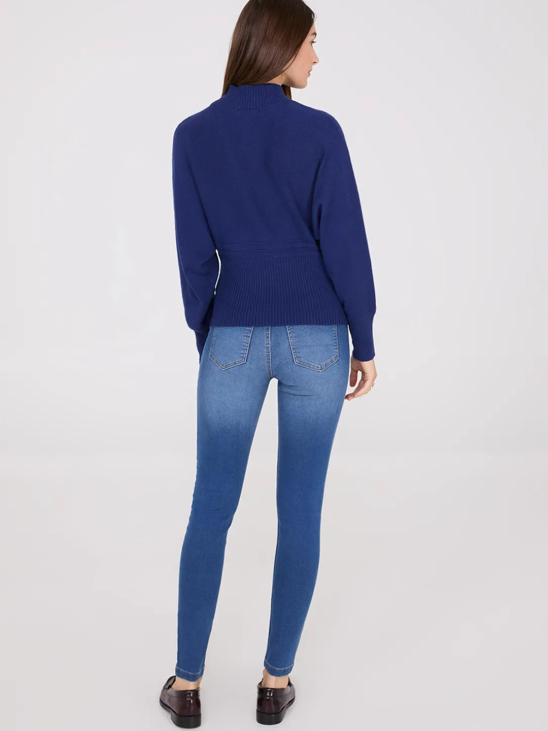 Cable Knit Mock Neck Dolman Sleeve Sweater