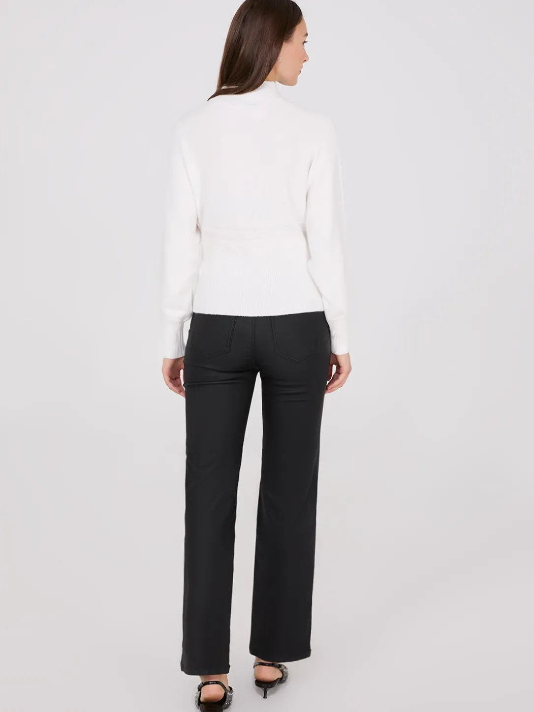 Cable Knit Mock Neck Dolman Sleeve Sweater