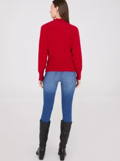 Cable Knit Mock Neck Dolman Sleeve Sweater