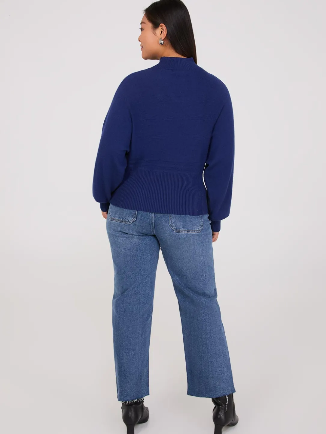 Cable Knit Mock Neck Dolman Sleeve Sweater