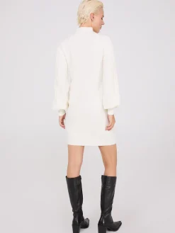 Cable Knit Mock Neck Sweater Dress