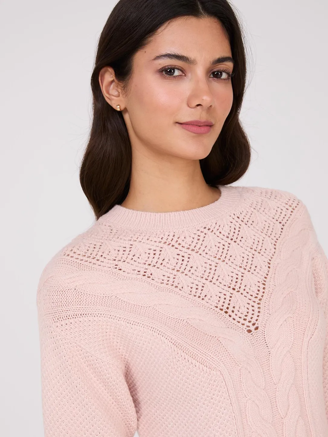 Cable Knit Pointelle Sweater