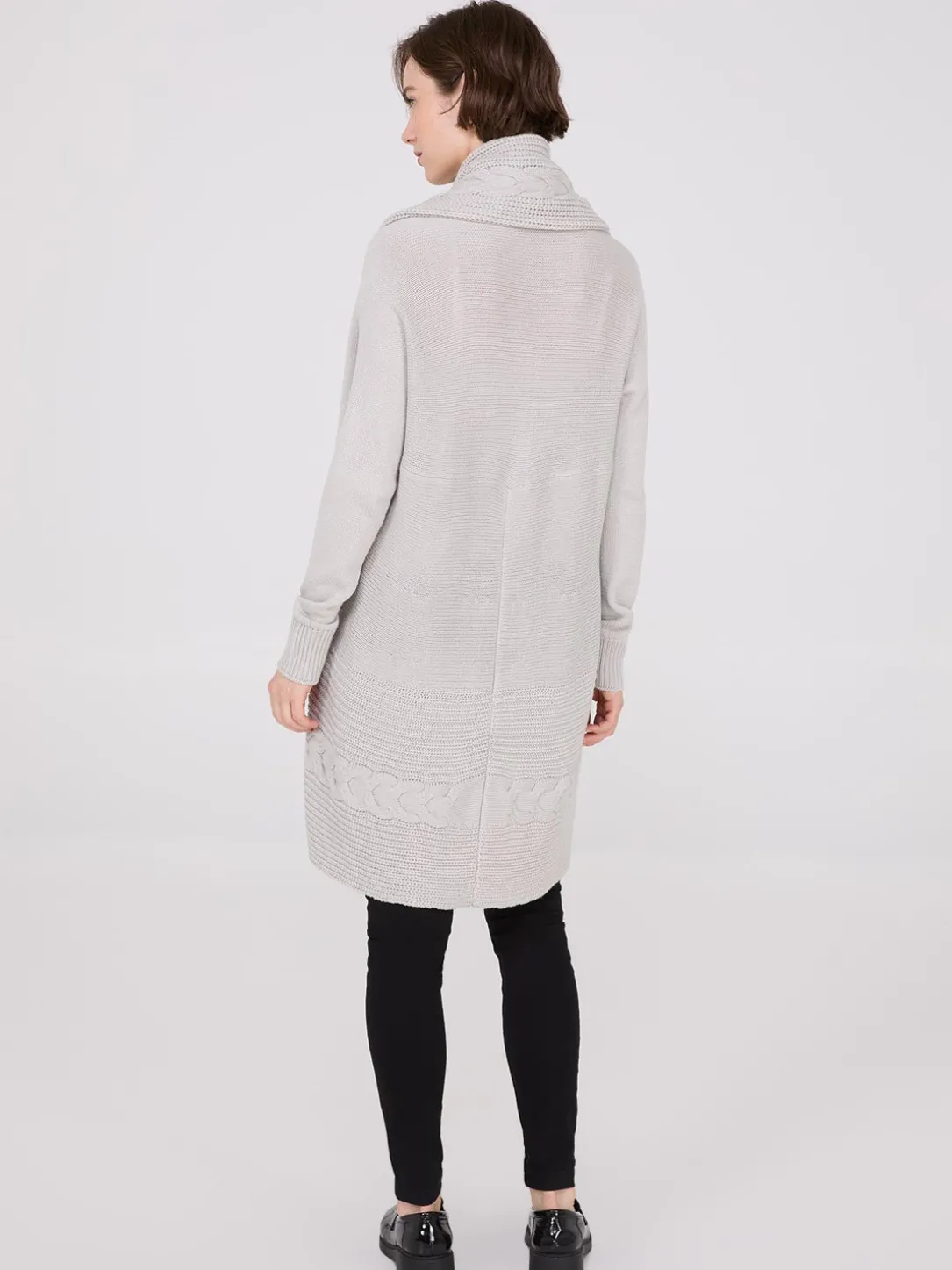 Cable Knit Shawl Cocoon Cardigan