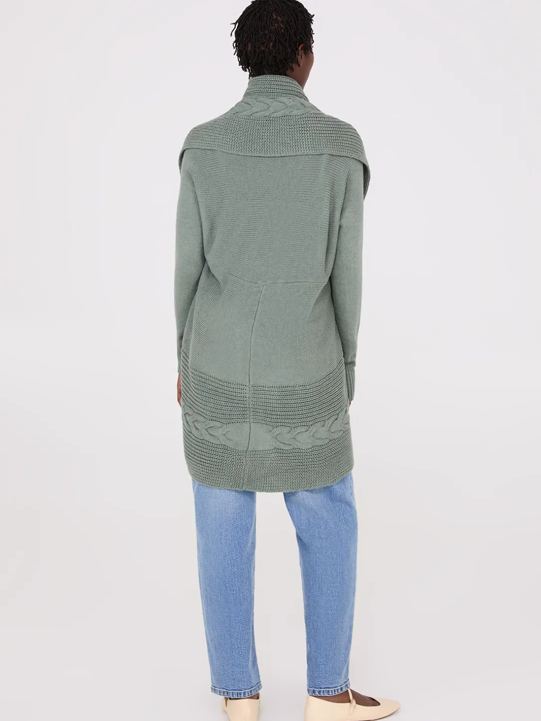 Cable Knit Shawl Cocoon Cardigan