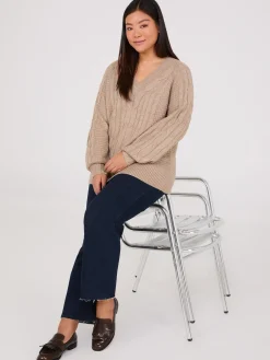 Cable Knit V-Neck Sweater