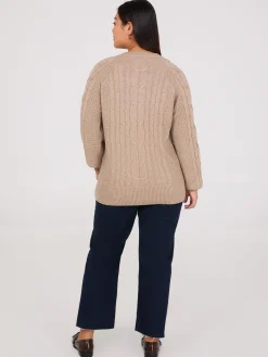 Cable Knit V-Neck Sweater