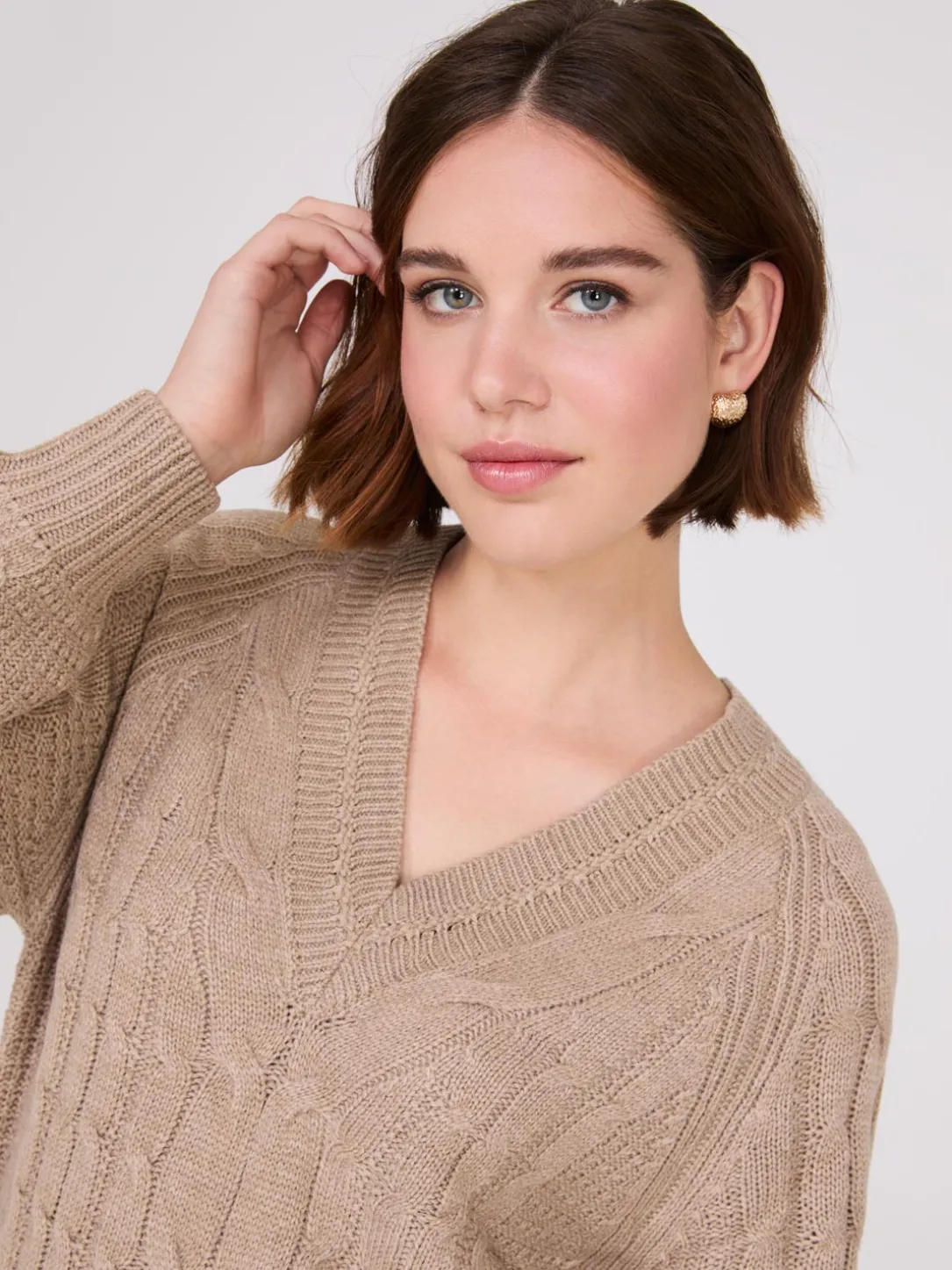 Cable Knit V-Neck Sweater