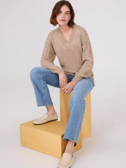 Cable Knit V-Neck Sweater