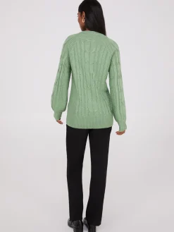 Cable Knit V-Neck Sweater