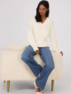 Cable Knit V-Neck Sweater