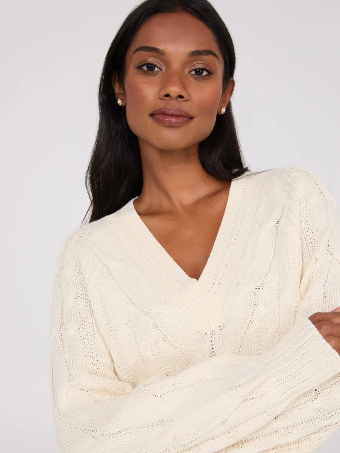Cable Knit V-Neck Sweater