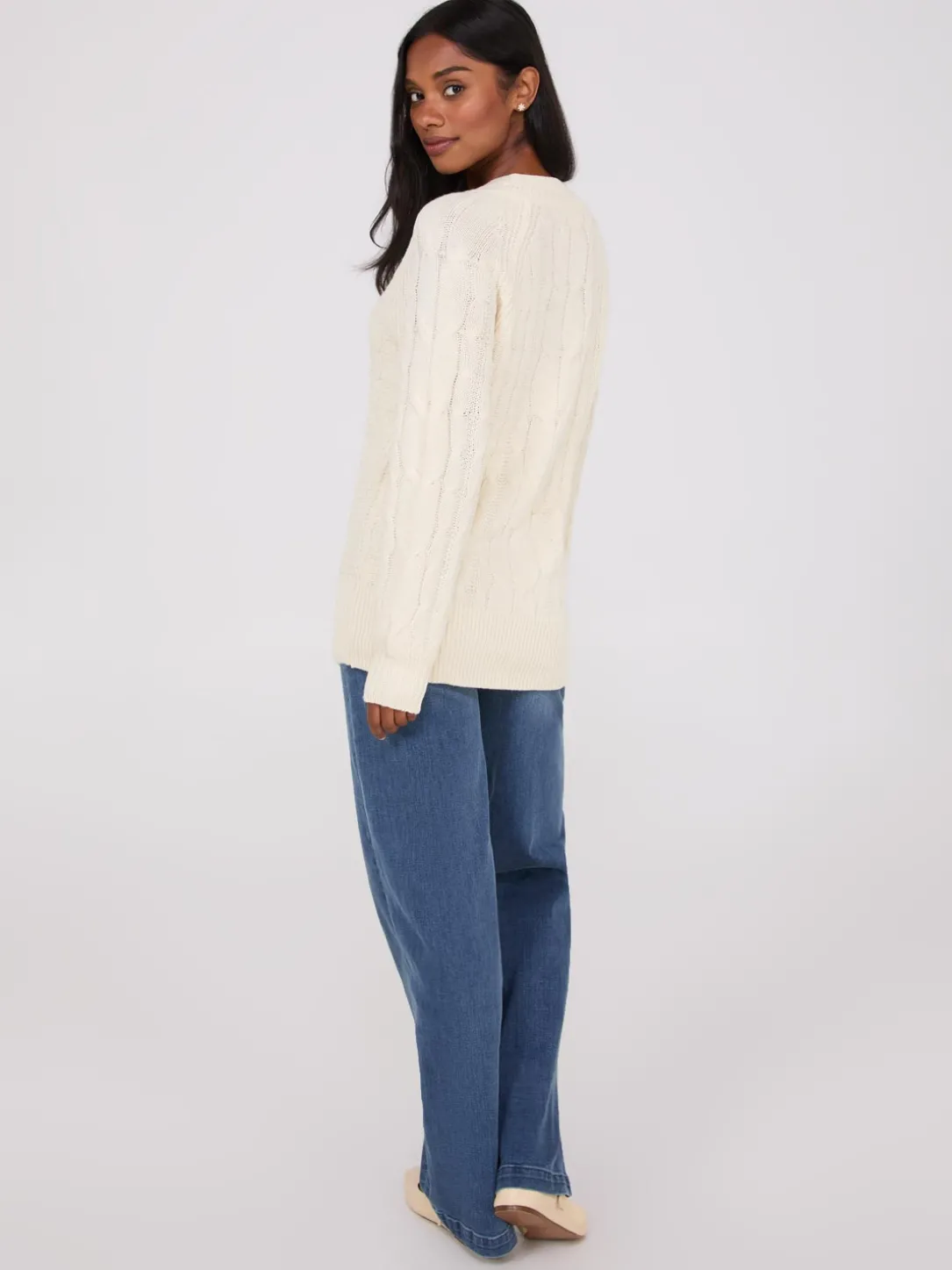 Cable Knit V-Neck Sweater