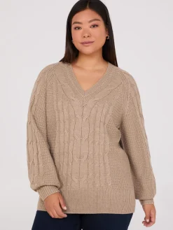 Cable Knit V-Neck Sweater